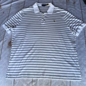 Polo Ralph Lauren Classic Fit White and Navy Short Sleeve Polo Shirt Size XXL